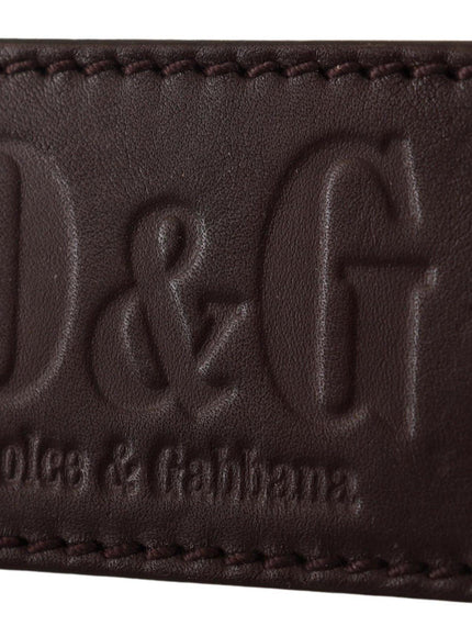 Dolce & Gabbana Brown Leather Logo Metal Ring Hook Keychain - Ellie Belle