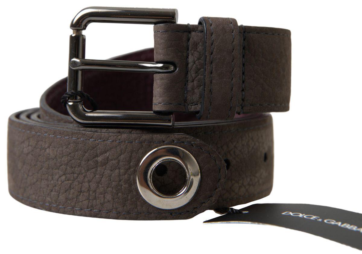 Dolce & Gabbana Brown Leather Metal Buckle Men Cintura Belt - Ellie Belle