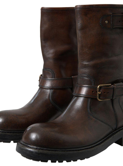 Dolce & Gabbana Brown Leather Midcalf Mens Boots - Ellie Belle
