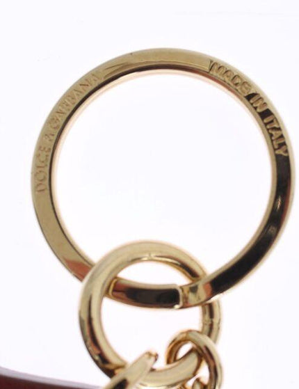 Dolce & Gabbana Brown Leather Miss SICILY Gold Finder Chain Keychain - Ellie Belle