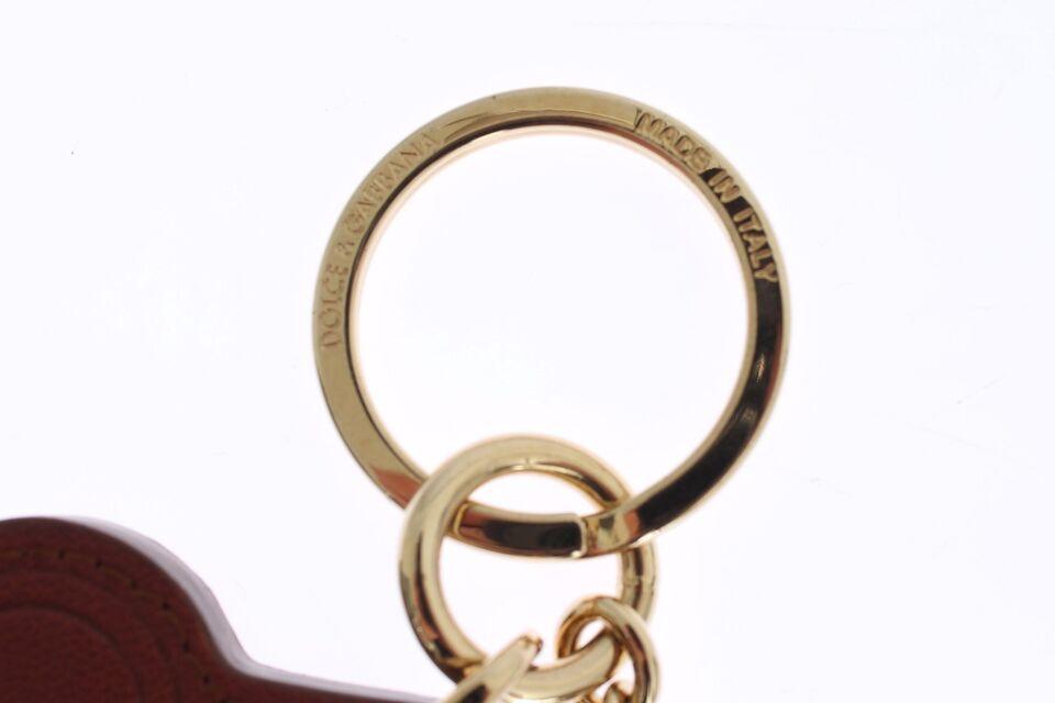 Dolce & Gabbana Brown Leather Miss SICILY Gold Finder Chain Keychain - Ellie Belle