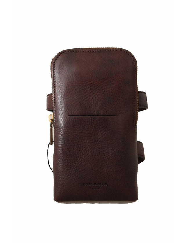 Dolce & Gabbana Brown Leather Purse Double Belt Strap Multi Kit Wallet - Ellie Belle