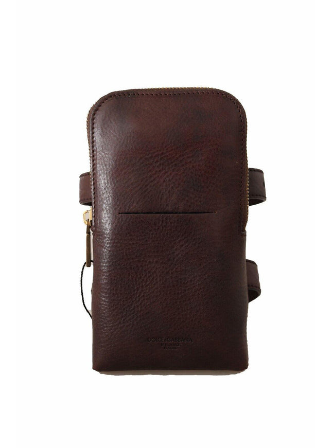 Dolce & Gabbana Brown Leather Purse Double Belt Strap Multi Kit Wallet - Ellie Belle