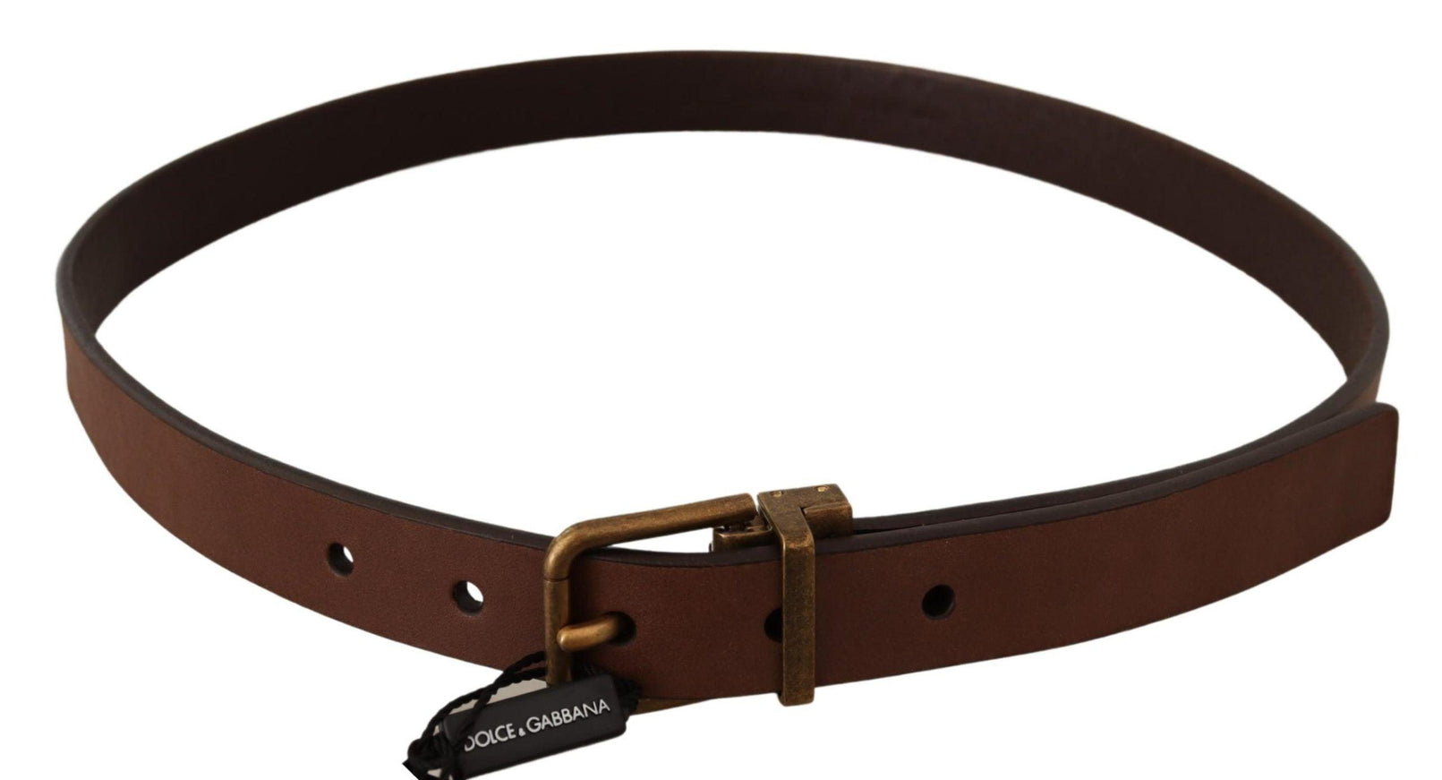 Dolce & Gabbana Brown Leather Rustic Buckle Cintura Belt - Ellie Belle