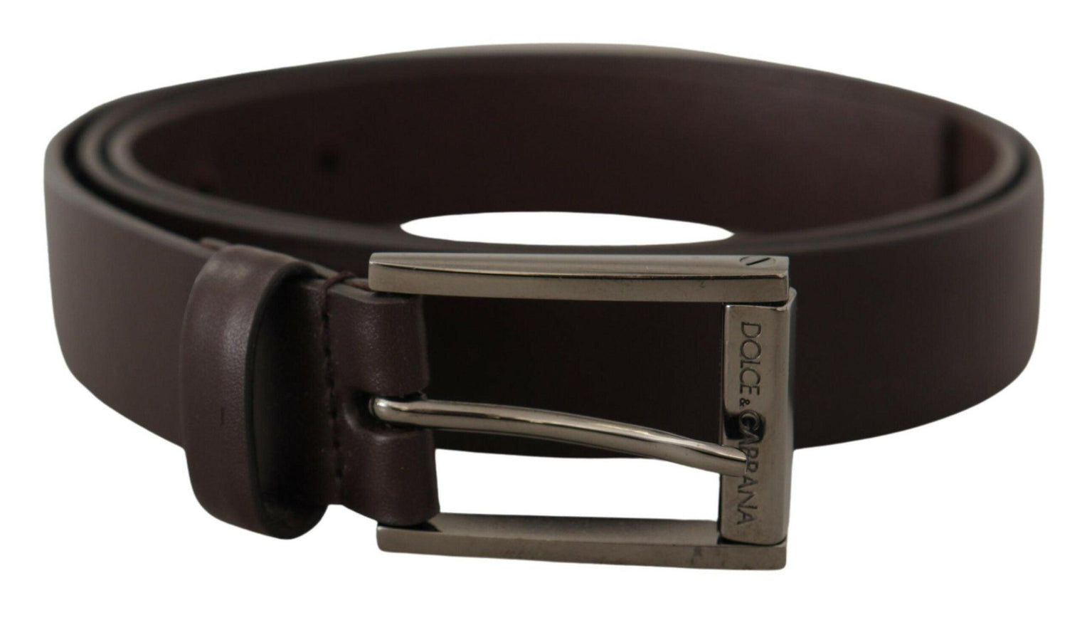 Dolce & Gabbana Brown Leather Silver Metal Buckle Belt - Ellie Belle