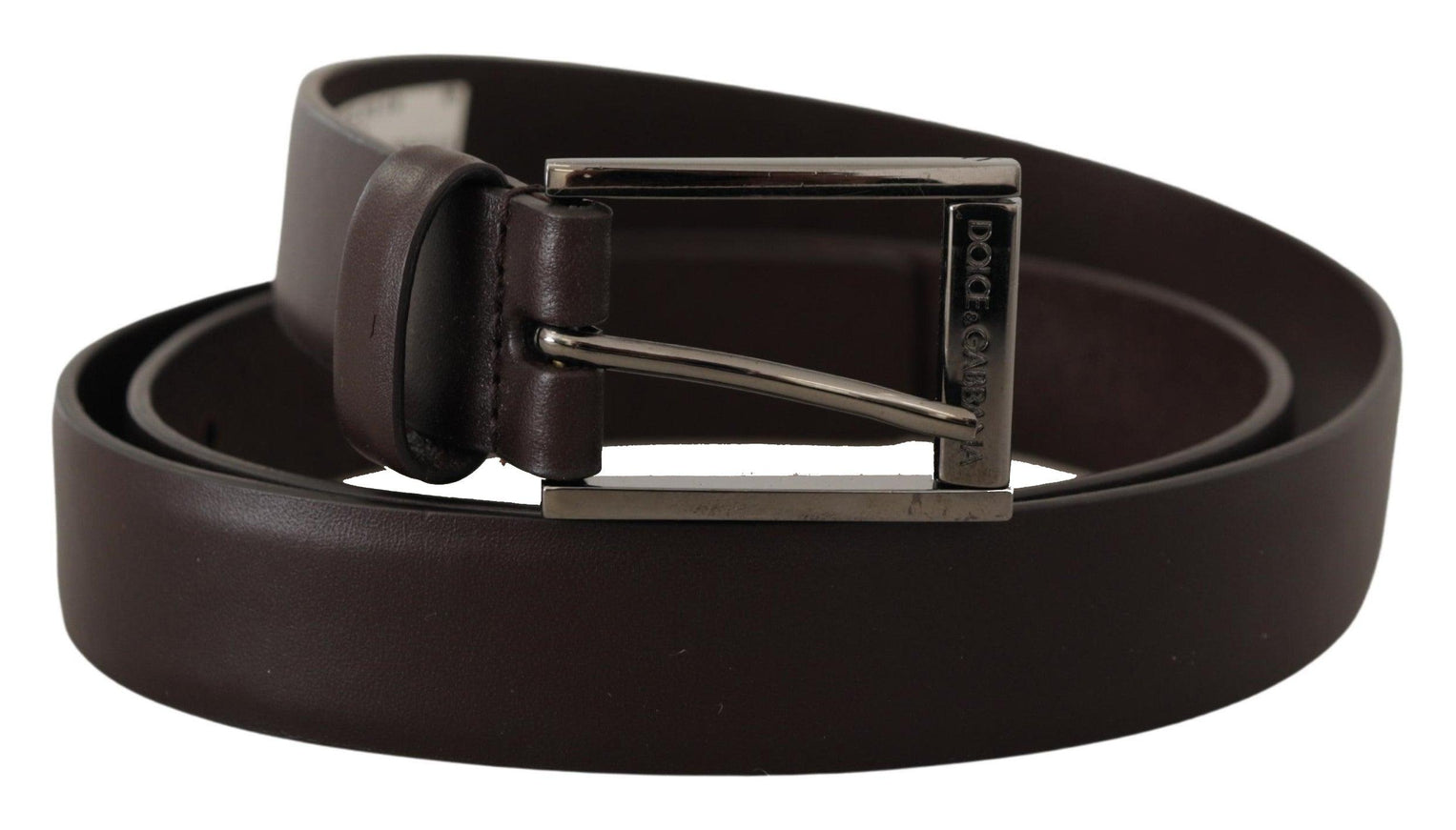 Dolce & Gabbana Brown Leather Silver Metal Buckle Belt - Ellie Belle