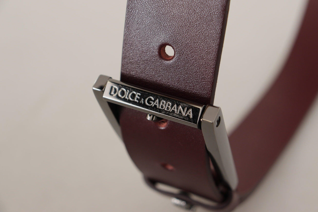 Dolce & Gabbana Brown Leather Silver Metal Crown Buckle Belt - Ellie Belle