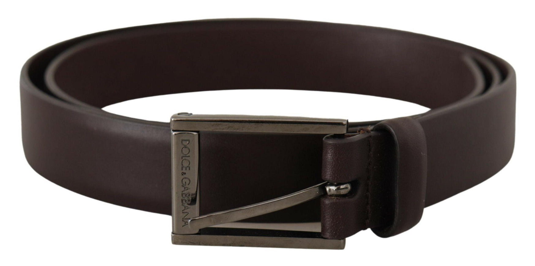 Dolce & Gabbana Brown Leather Silver Tone Metal Buckle Belt - Ellie Belle