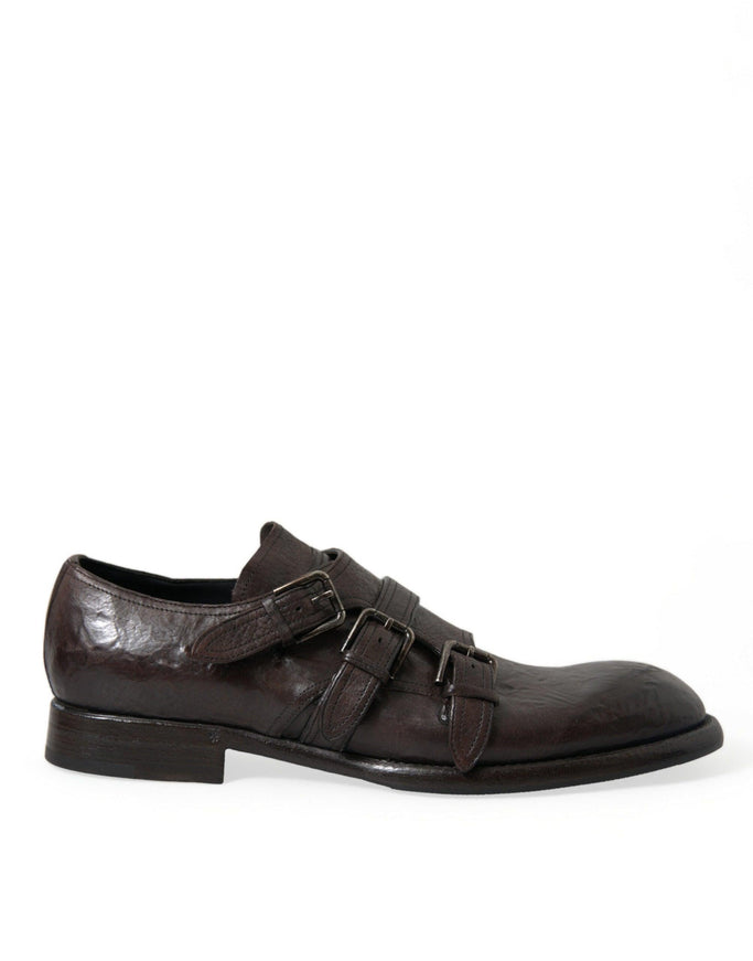 Dolce & Gabbana Brown Leather Strap Formal Dress Shoes - Ellie Belle