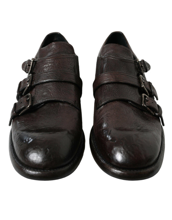 Dolce & Gabbana Brown Leather Strap Formal Dress Shoes - Ellie Belle