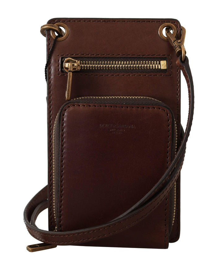 Dolce & Gabbana Brown Leather Wallet Cross Body Card Slot Pocket Wallet - Ellie Belle