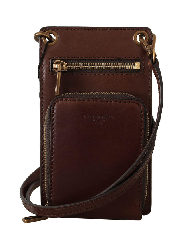 Dolce & Gabbana Brown Leather Wallet Cross Body Card Slot Pocket Wallet - Ellie Belle