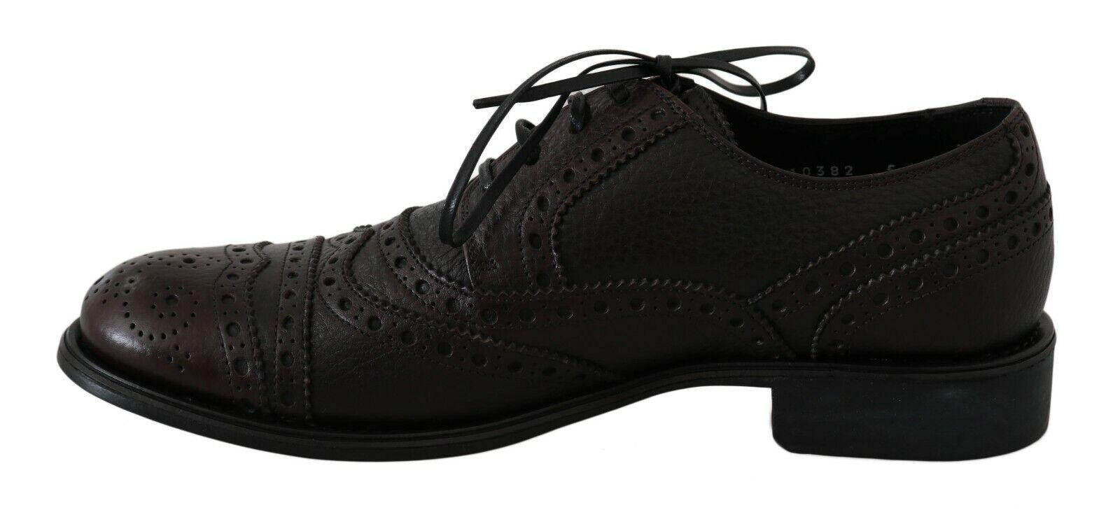 Dolce & Gabbana Brown Leather Wingtip Derby Formal Shoes - Ellie Belle