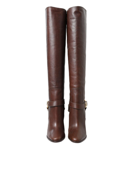 Dolce & Gabbana Brown Leather Zip Up Rider Boots Shoes - Ellie Belle