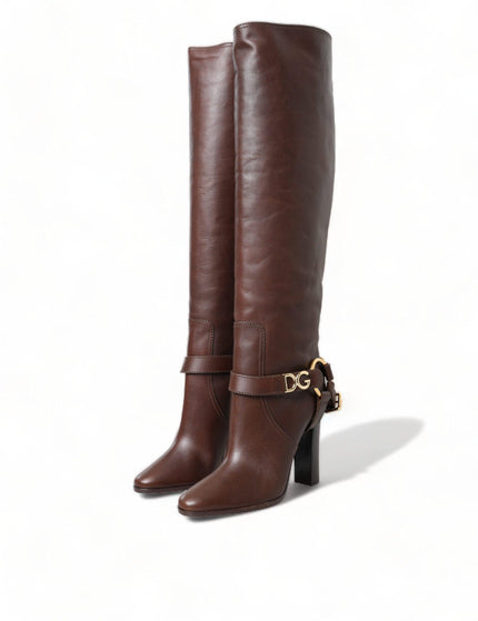 Dolce & Gabbana Brown Leather Zip Up Rider Boots Shoes - Ellie Belle