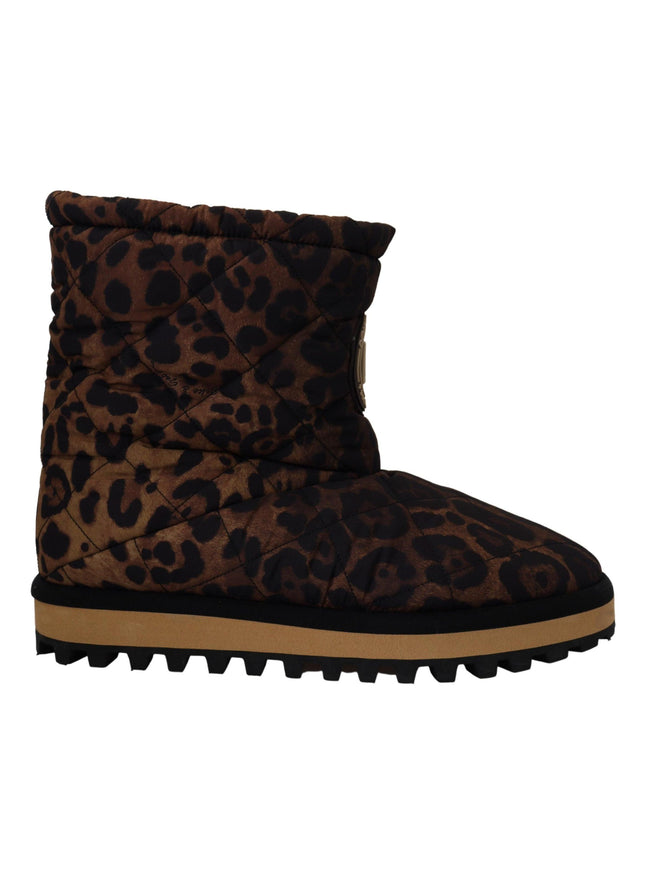 Dolce & Gabbana Brown Leopard Boots Padded Mid Calf Shoes - Ellie Belle