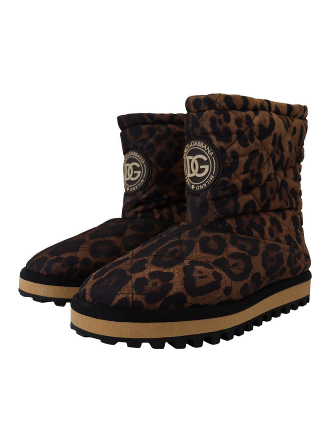 Dolce & Gabbana Brown Leopard Boots Padded Mid Calf Shoes - Ellie Belle