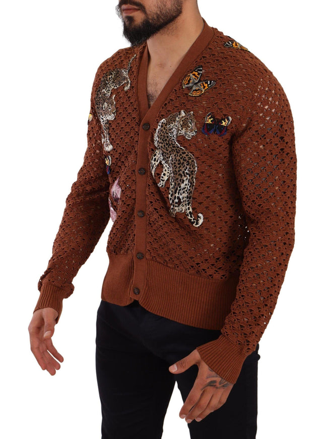 Dolce & Gabbana Brown Leopard Butterfly Cardigan Sweater - Ellie Belle