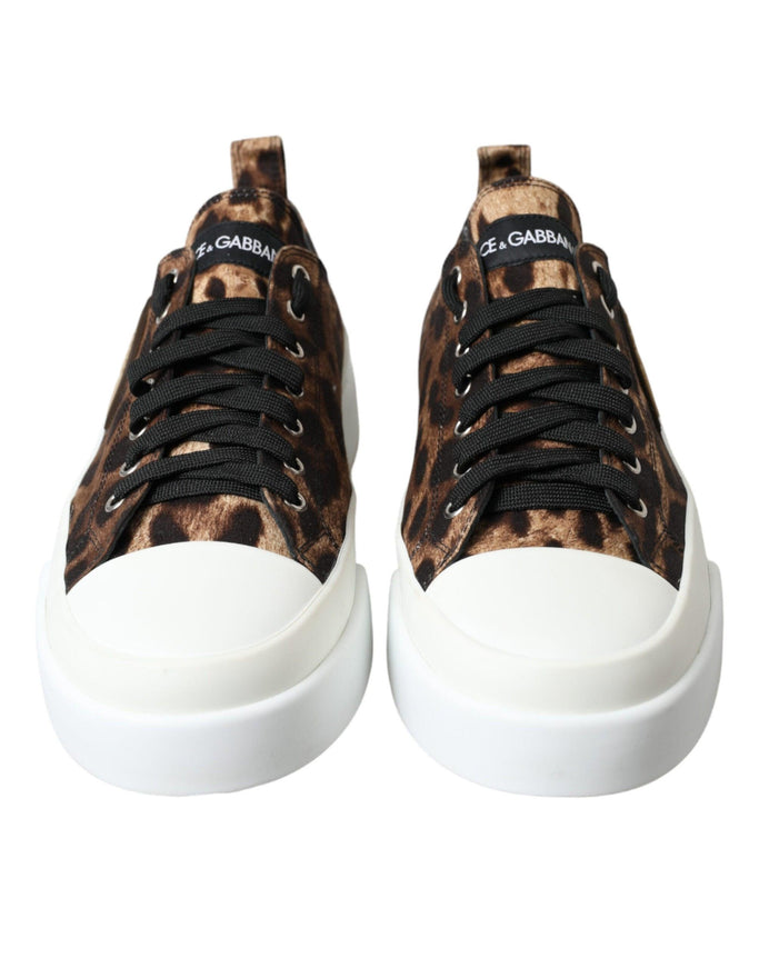 Dolce & Gabbana Brown Leopard Canvas Sneakers Shoes - Ellie Belle