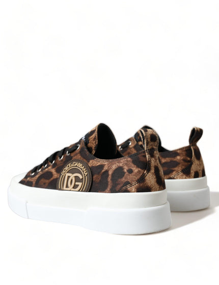 Dolce & Gabbana Brown Leopard Canvas Sneakers Shoes - Ellie Belle