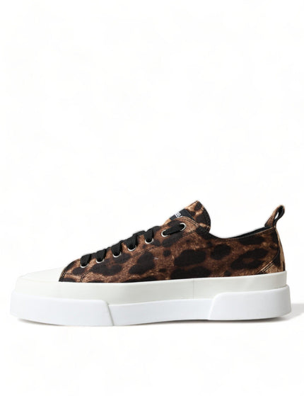 Dolce & Gabbana Brown Leopard Canvas Sneakers Shoes - Ellie Belle