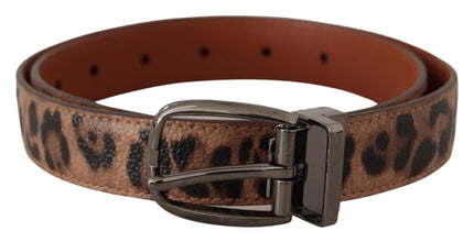 Dolce & Gabbana Brown Leopard Embossed Leather Buckle Belt - Ellie Belle