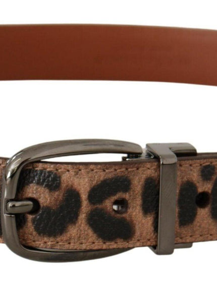Dolce & Gabbana Brown Leopard Embossed Leather Buckle Belt - Ellie Belle