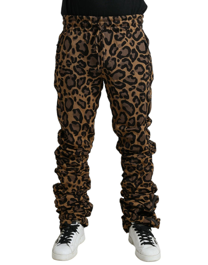 Dolce & Gabbana Brown Leopard Jacquard Jogger Pants - Ellie Belle