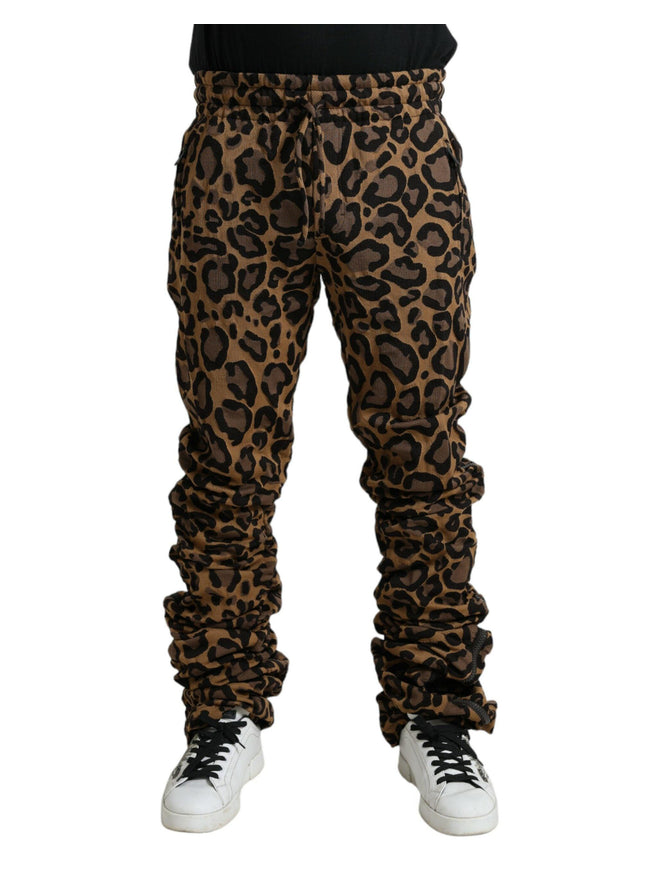 Dolce & Gabbana Brown Leopard Jacquard Jogger Pants - Ellie Belle
