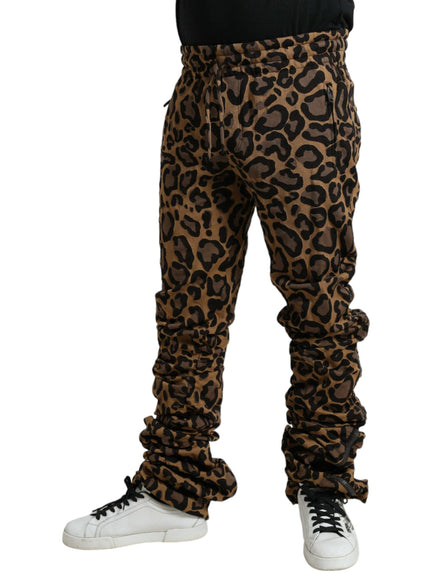 Dolce & Gabbana Brown Leopard Jacquard Jogger Pants