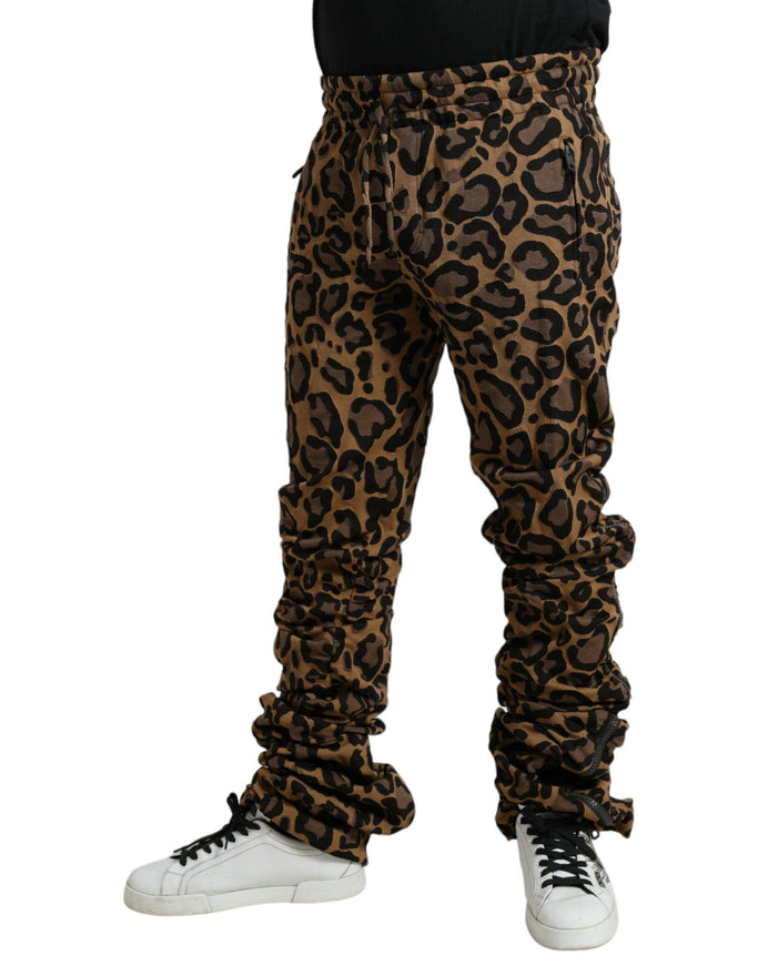 Dolce & Gabbana Brown Leopard Jacquard Jogger Pants - Ellie Belle