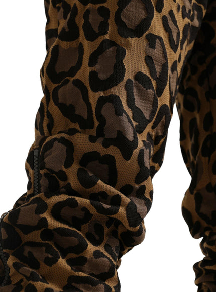 Dolce & Gabbana Brown Leopard Jacquard Jogger Pants