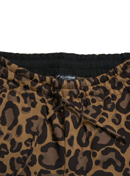 Dolce & Gabbana Brown Leopard Jacquard Jogger Pants
