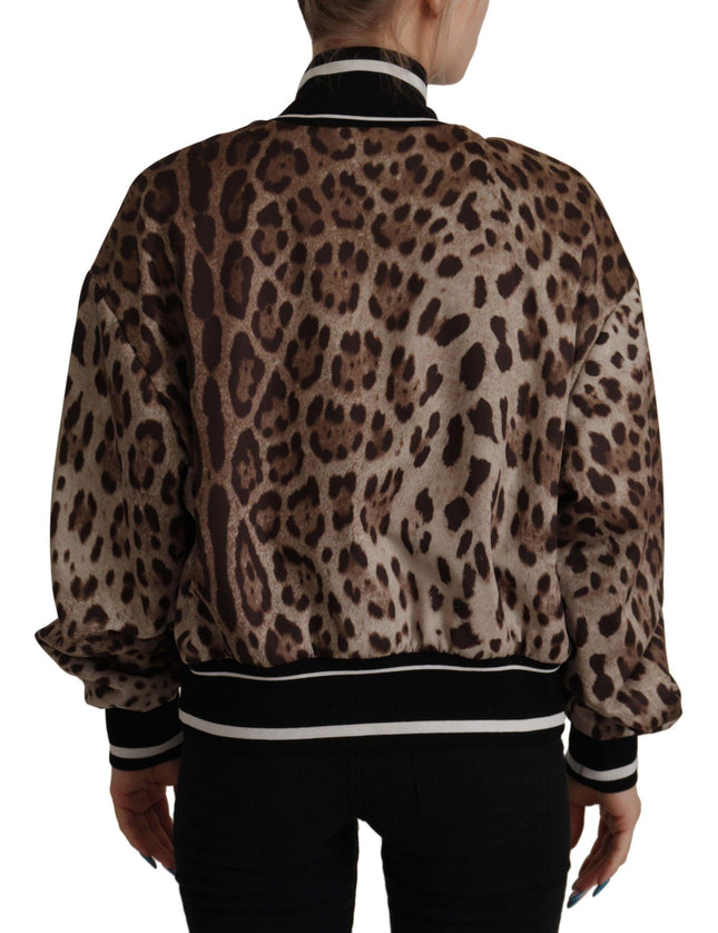 Dolce & Gabbana Brown Leopard Print Full Zip Nylon Jacket - Ellie Belle