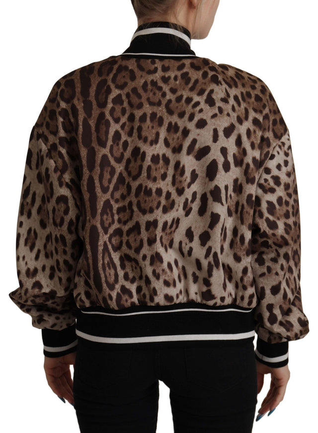 Dolce & Gabbana Brown Leopard Print Full Zip Nylon Jacket - Ellie Belle