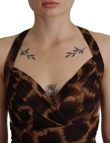 Dolce & Gabbana Brown Leopard Print Gown Silk Dress - Ellie Belle