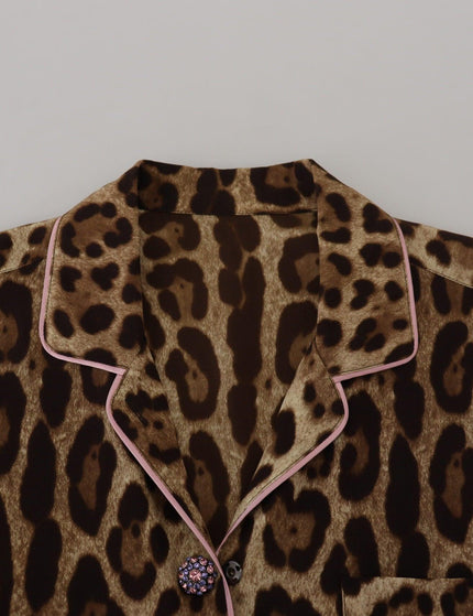 Dolce & Gabbana Brown Leopard Print Long Sleeves Blouse Top - Ellie Belle