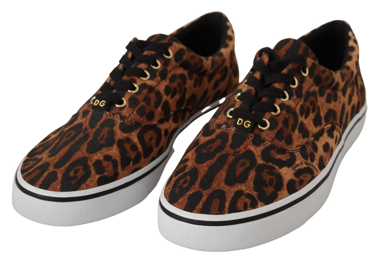 Dolce & Gabbana Brown Leopard Print Low Top Sneakers Shoes - Ellie Belle