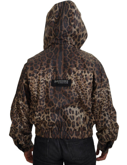 Dolce & Gabbana Brown Leopard Print Men Hooded Jacket - Ellie Belle