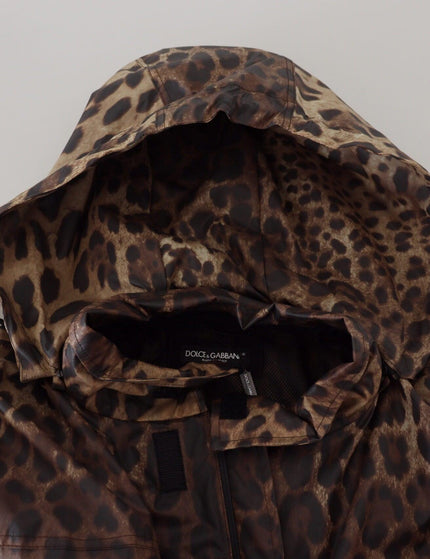 Dolce & Gabbana Brown Leopard Print Men Hooded Jacket - Ellie Belle