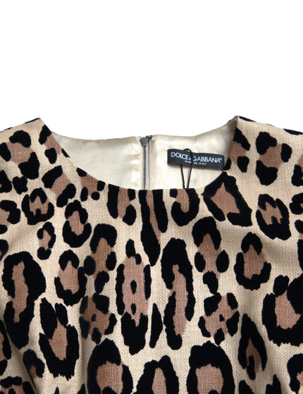 Dolce & Gabbana Brown Leopard Print Nylon Aline Mini Dress - Ellie Belle
