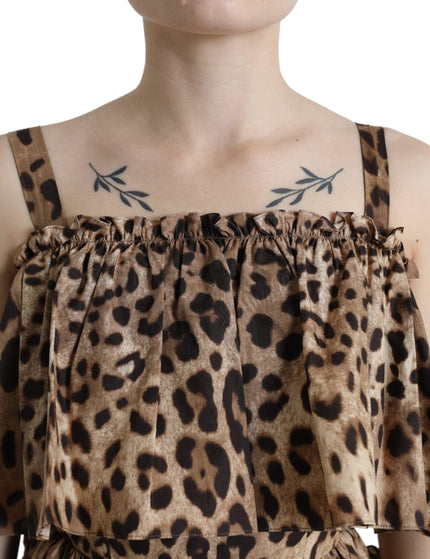 Dolce & Gabbana Brown Leopard Print Sleeveless A-line Dress - Ellie Belle
