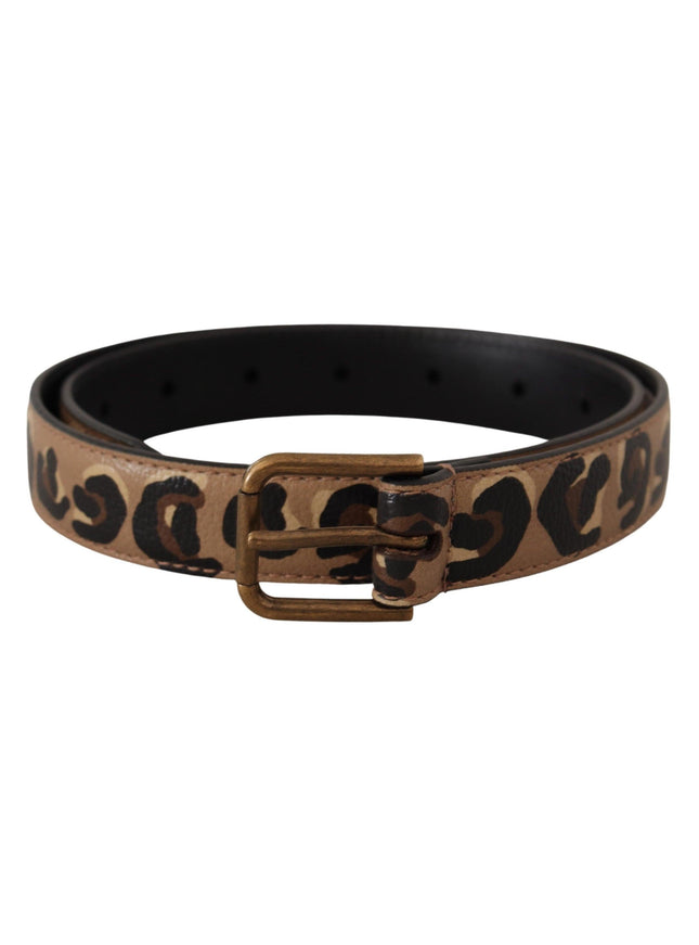 Dolce & Gabbana Brown Leopard Print Vintage Metal Waist Buckle Belt - Ellie Belle