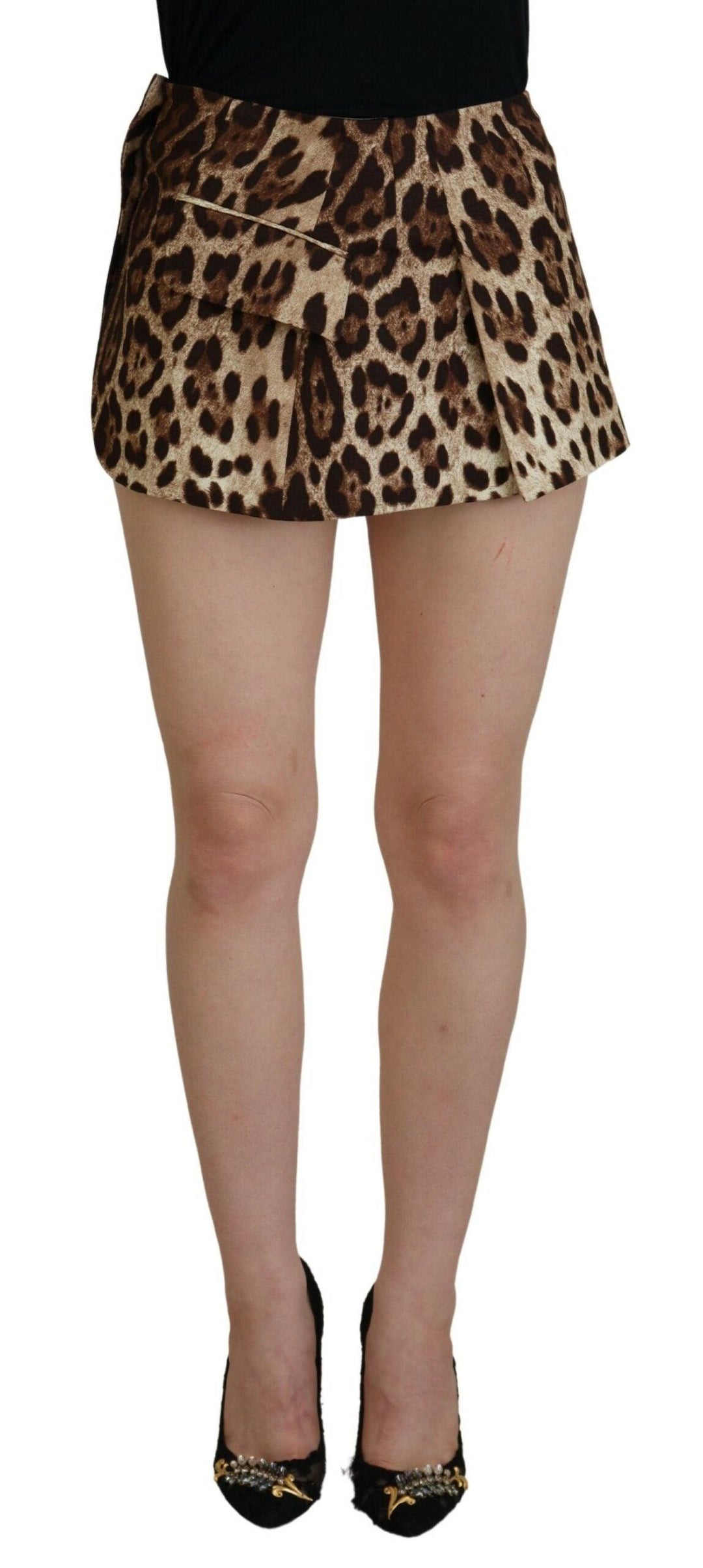 Dolce & Gabbana Brown Leopard Print Wool A-line Mini Skirt - Ellie Belle