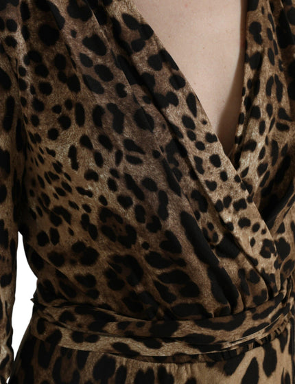 Dolce & Gabbana Brown Leopard Print Wrap Effect Midi Dress - Ellie Belle