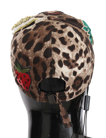 Dolce & Gabbana Brown Leopard Sequin Sicily Applique Baseball Hat - Ellie Belle