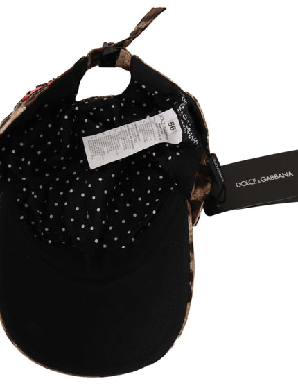 Dolce & Gabbana Brown Leopard Sequin Sicily Applique Baseball Hat - Ellie Belle