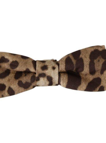 Dolce & Gabbana Brown Leopard Silk Adjustable Neck Papillon Men Bow Tie