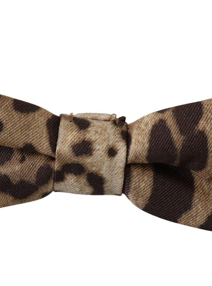 Dolce & Gabbana Brown Leopard Silk Adjustable Neck Papillon Men Bow Tie