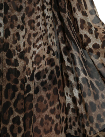 Dolce & Gabbana Brown Leopard Silk Kaftan Fringes Maxi Dress - Ellie Belle